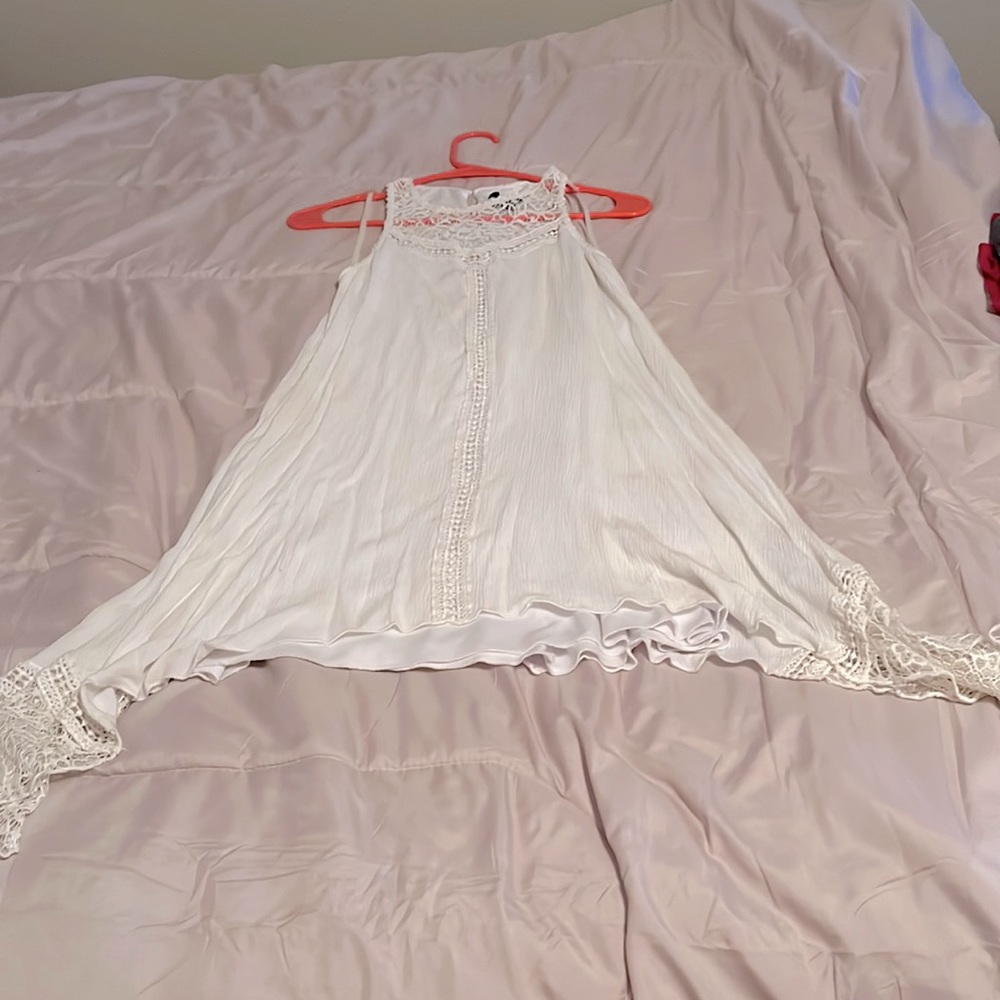 White lace boho chic high low midi/mini dress sz S